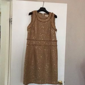 Michael Kors Gold sequined and tweed dress